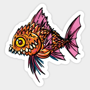 Ugly Piranha Fish Sticker